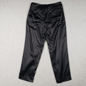 NWT Banana Republic 2 Black‎ Silk Blend Satin Straight Leg Pants Trousers Luxe